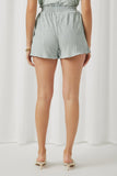 HY2924 Sage Womens Textured Pleated Elastic Waist Shorts Back