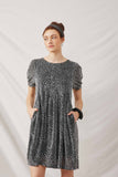 HY5467 Silver Womens Metallic Animal Print Knit Dress Front