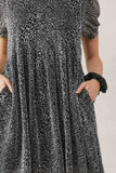 HY5467 Silver Womens Metallic Animal Print Knit Dress Detail
