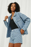 HY6145 Denim Womens Checker Denim Relax Fit Jacket Alternate Angle