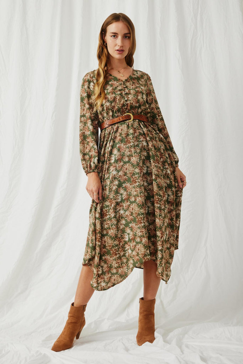 Buy I WEAR MY STYLE Full Sleeves Green Button Maxi Dress at Amazon.in