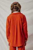 HY6326 Rust Womens Corduroy Button Up Shirt Back